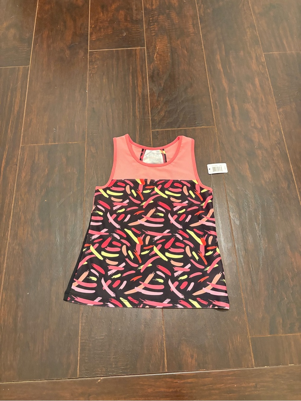 Kidpik Girls Athletic Shirt Size 4 XXS Black Coral Mesh Racerback NWT